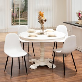 FurnitureR Dining Chairs Set of 4 Comfortable Upholstered, Fabric Mid-Back Armless Accent Side Chairs for Home, Kitchen, Living Room, Bedroom, Restaurant, and Café (Beige)