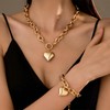 Elegant Gold Plated Heart Charm Bracelet for Women, Adjustable Dainty