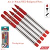 5 x 0.7mm RORITO Charmer RED Ballpoint Pens Soft Grip
