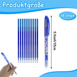 Pack of 28 Erasable Ballpoint Pens, 8 Blue Eraser Pens with 20 Pen Refills, 0.5 mm Friction Pens, Refillable Rollerball Pen, Erasable Gel Pen for Office Supplies, School Supplies