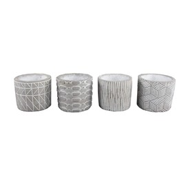 Flora Bunda 4 in Patteren Textured Cement Plant Pot,Set of 4