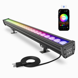 Smart LED Wall Washer Light, 168W RGB+CW Color Changing Linear Light Bar with Group and Individual Control, Music Sync, Timing, 120VAC Dimmable Smart Uplight for Outdoor & Indoor Lighting Projects