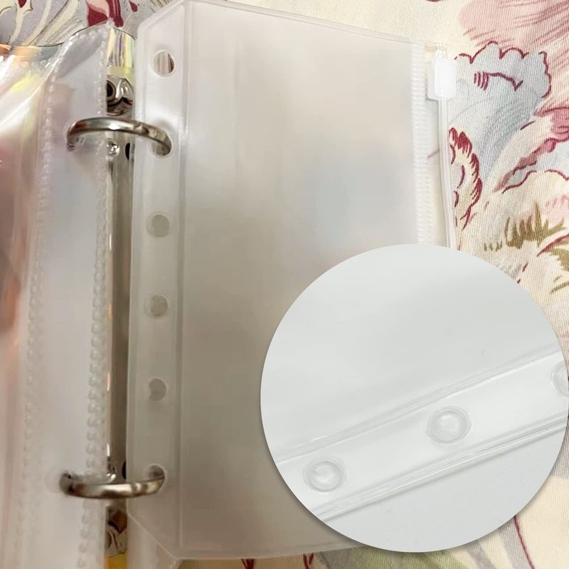 6 Pcs A6 Plastic Zipper Budget Binder Pockets,A6 Size 6Hole