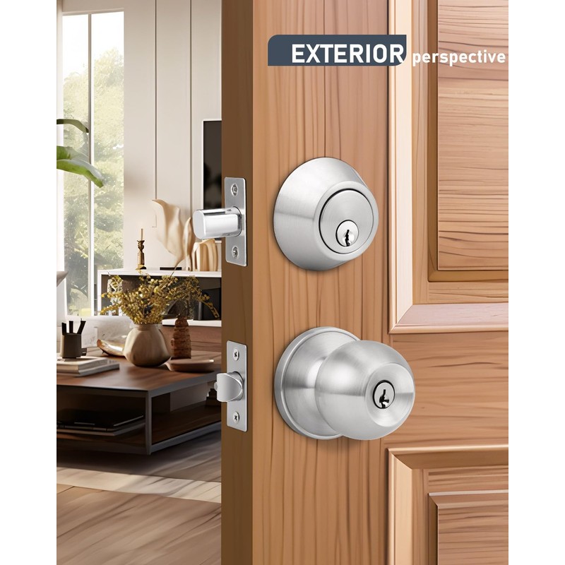 6 Pack Keyed Entry Door Knob and Single Cylinder Deadbolt