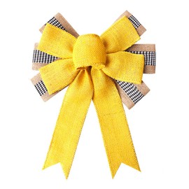 LOKESI Spring Wreath Bow Large Spring Burlap Yellow Wreath Bow Decoration Wreath Ribbon Bows Tree Topper Bows Decorative Bows Decorations Ornaments for Spring Summer Party Home Decor