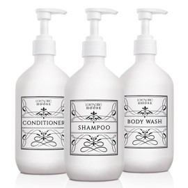 Lovesome House Refillable Shampoo and Conditioner Bottles - Stylish Shampoo and Conditioner Dispenser Bottles 16 oz - Bathroom Shampoo Dispenser Set of 3 - Empty Shampoo Bottles with Pump for Shower