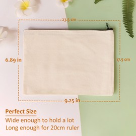 KOOLMOX Canvas Pouch with Zipper Bulk, 30 pcs 9x7'' Cosmetic Bag Multipurpose Makeup Bag Canvas Bag Large Travel Toiletry Pouch DIY Craft Bag Purse Bags Pencil Bag, Blank Beige Bag with Black Zip