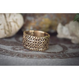 WINDALF Viking Ring Svenja 12 mm Byzantine Medieval Ring Elegant Bronze, Fabric, No Gemstone