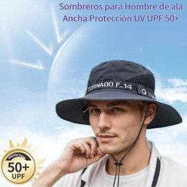 Sombrero para el Sol，Sombrero para el sol para hombre，Sombreros del Sol para Hombre，UPF 50+，Plegable,Transpirable，Impermeable, Proteccion Solar UV Gorras para Senderismo,Pesca，Camping(Negro)