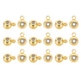 PATIKIL 40 Pcs 18K Gold-Plated Bail Beads, 4mm Spacer Beads Metal Loose Tube Ring Charm Hanger Links Connectors with Loop for Jewelry Making Bracelets Necklace, Gold Tone