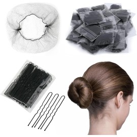 Kit de 90 Piezas, Redes para Cabello y Horquillas Invisibles, Negro Red para ballet y red para cabello cocina con malla elástica para chongo, danza, enfermería, pelucas y uso diario