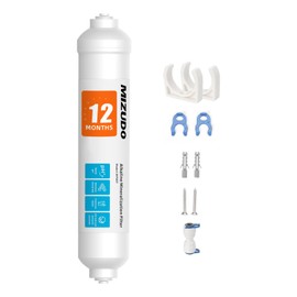 MIZUDO 12 Months Remineralization Filter, 1/4" Quick Connect Alkaline Filter for RO Reverse Osmosis System Under Sink, PH Balance and Restore Minerals, 10-inch