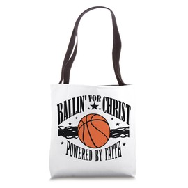 Ballin’ for Christ Powered by Faith Christian Basketball Tote Bag