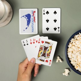 Lantern Press Nantucket, Massachusetts, Blue and Red, Happy Place Heart Design (52 Playing Cards, Poker Size Card Deck with Jokers)