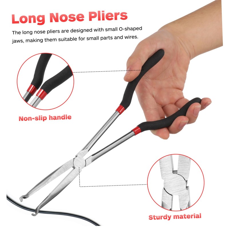 Tofficu Long Reach Electrical Disconnect Pliers Needle Nose Tool with