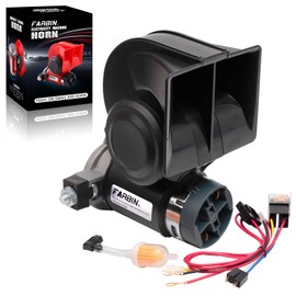 FARBIN 24V Compact Air Horn, Super Loud Electric Air Horn, Includes Relay and Harness, Dustproof Design, Truck, Train, Marine and More General Purpose 125dB (24V, Black Air Horn)