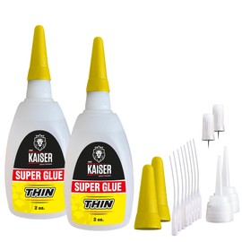 Der Kaiser Thin Cyanoacrylate (CA) Super Glue – 2 Pack (2 x 2 oz Bottles) – Fast-Drying Industrial-Grade Adhesive for Woodworking, Hobby Models, Plastic, and DIY Repairs