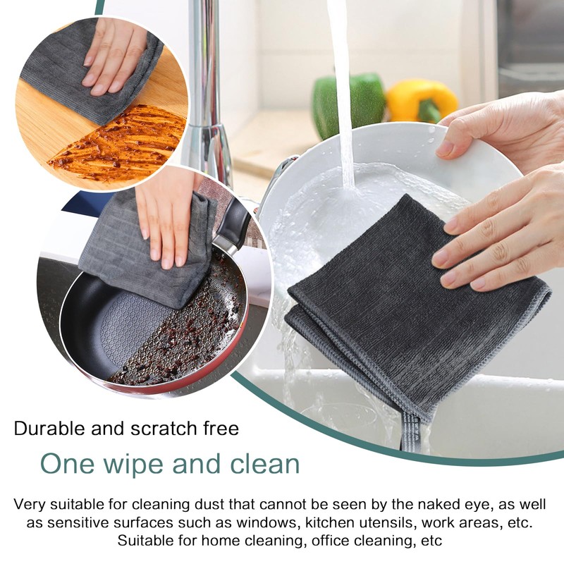 VIVOTE Microfibre Cloths Grey Dish Cloth Kitchen Cloth Super Absorbent