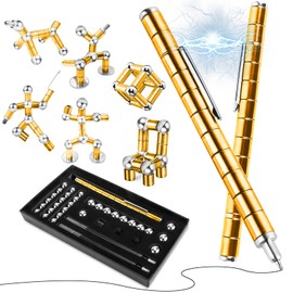 Moonhua Magnetic Fidget Upgraded Gold Pen Toy, Magnet Metal Writing Pen Toy for Anxiety Relief, DIY Multifunctional Decompression Pen for Kids Adults, Idea Gift for Christmas Teens Party Supplies
