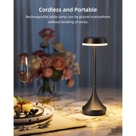 EZVALO Set of 2 Rechargeable Table Lamps, Cordless Portable 6000mAh Battery Operated Lamp,3 Color & RGB Color Changing Stepless Dimming Waterproof Table Lamp for Dinner/Patio/Restaurant/Bar/Bedroom