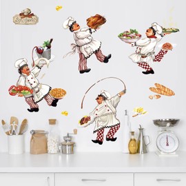 wondever Wall Sticker Kitchen Food Wall Sticker Chef Cooking Wall Sticker Wall Decoration for Dining Room Cupboards Fridge