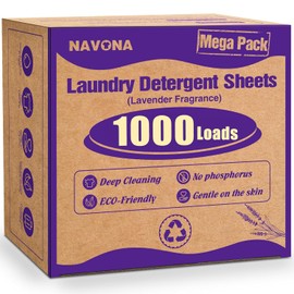 1000 Loads Mega Pack Laundry Detergent Sheets, Eco-friendly Laundry Sheets, Powerful Cleaning, Suitable for Homes, Dorms, and Apartments - [Lavender Fragrance]