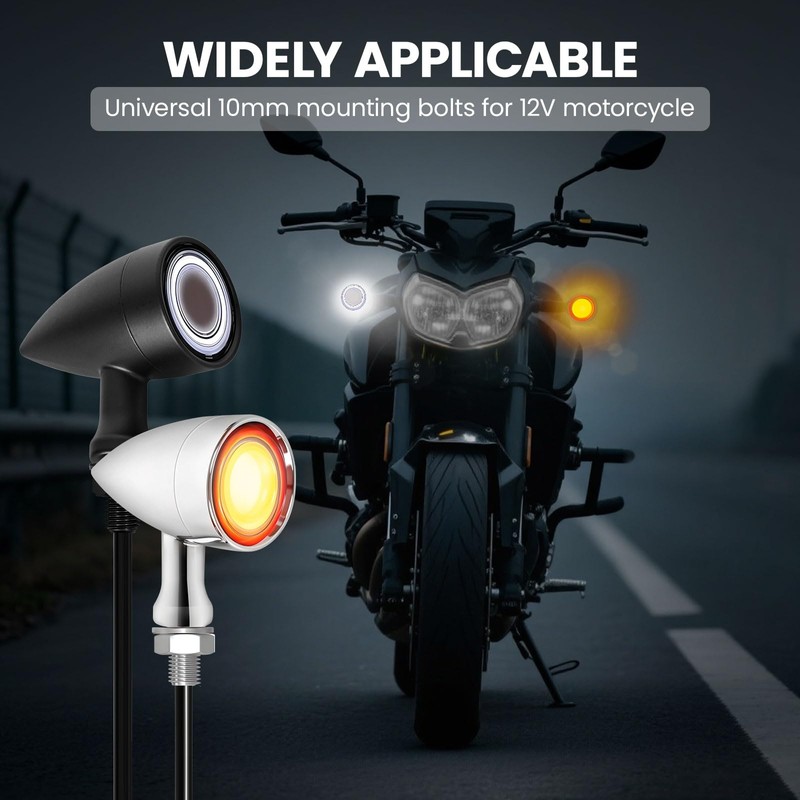 ZENTHOR Motorcycle Turn Signals - 2PCS Chrome Bullet LED Front