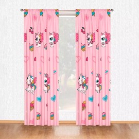 Colibrí Cortinas Unicornio Boni 2 Paneles De 1.30 X 2.20 Rosa Helado