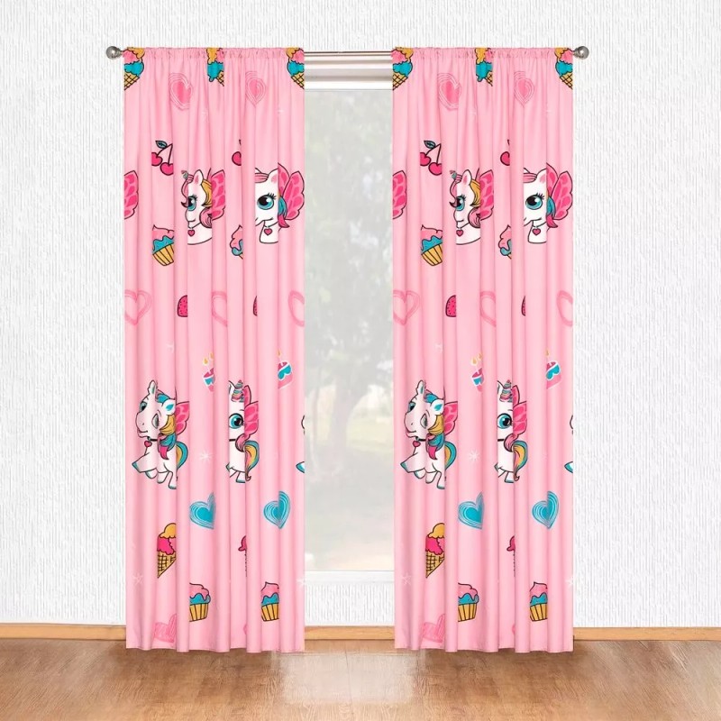 Colibrí Cortinas Unicornio Boni 2 Paneles De 1.30 X 2.20