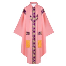 Faltern Catholic Robe White Chasuble for Priest Clergy Pastor Church Vestments Adult Father Mass Costume Outfit Robe