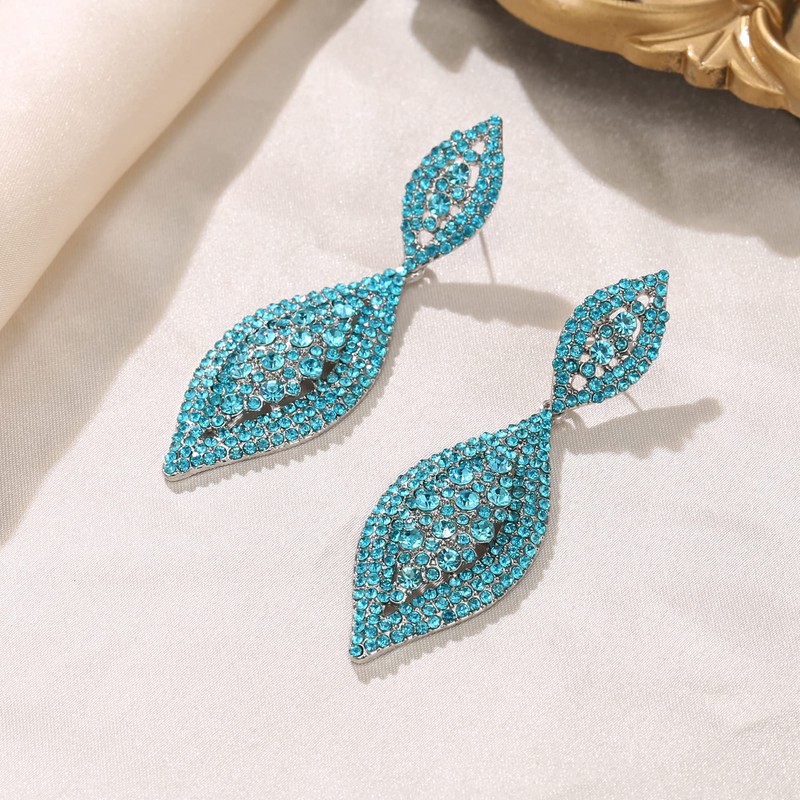 EVER FAITH Light Blue Earrings Sparkly Crystal Teardrop Statement Dangle