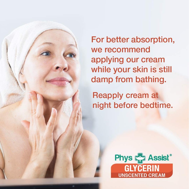 PhysAssist Oncology Glycerin Unscented Moisturizer Cream for Dry Stressed Skin.