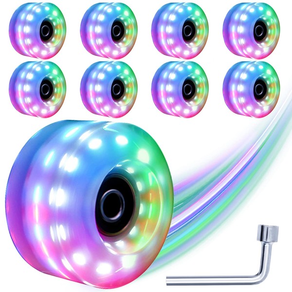 Tanzfrosch 8 Pack Roller Skate Wheels with Bearings Installed Quad