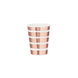 CLUB GREEN 10 Rose Gold Striped Paper Cups, 16 x 7.5 x 7.5 cm