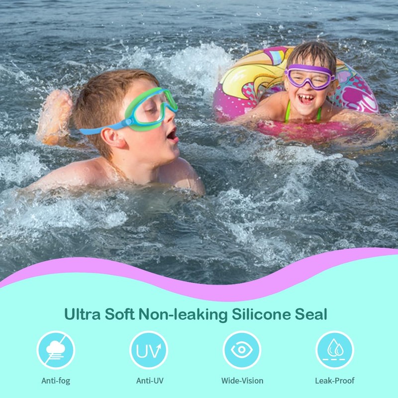 Seago Swim Goggles 2 Pack Anti-Fog Anti-UV Wide View Swimming
