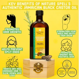 Nature Spell Rosemary Oil for Hair Growth Pre-Diluted with Jamaican Black Castor Oil 150ml – Natural Hair Growth – Treats Dry and Damaged Hair – Strengthen Hair Roots