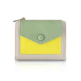 FuninCrea Small Wallet Women, Leather Womens Wallet Credit Card Holder with Zipper Coin Pocket, Bifold Small Wallet for Women Multi-Card Slot Slim Ladies Wallet with ID Window Cash Slot (Green)