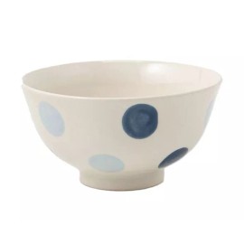 Two 4.75" Rice Bowls White w/Blue Dots