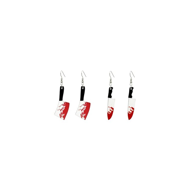 Gothic Knife Ghost Earrings Set Punky Acrylic Spooky Knife Dangle