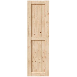 EaseLife 24in x 84in Sliding Barn Wood Door,Interior Doors,DIY Assemblely,Solid Natural Spruce Panelled Slab,Easy Install,Apply to Rooms & Storage Closet,H-Frame