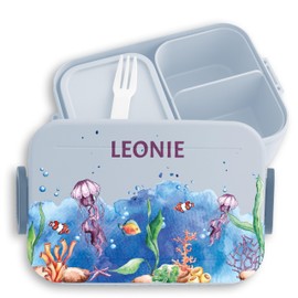 Kinder Bento Box Midi Lunchbox für Mepal Bentobox - Brotbox Unterwasser Geschenk Unterwasserwelt Brotdose Korallenriff Vesperbox Meerestiere I Qualle I Koralle I Clownfisch I Ozean Geschenk