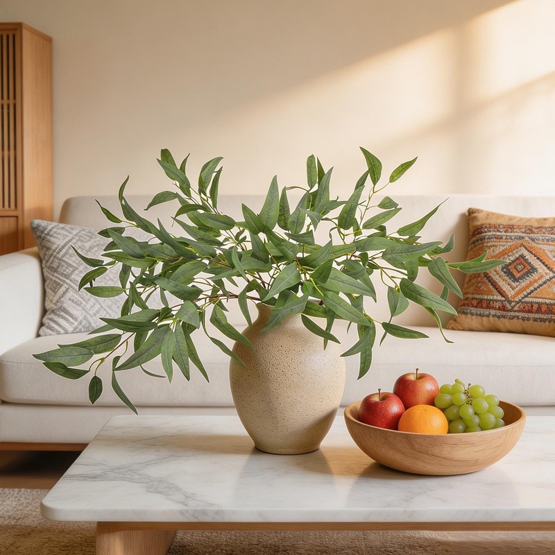 6PCS Realistic Faux Eucalyptus Leaves Branches for Tall Floor Vase