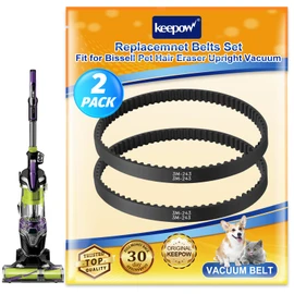 KEEPOW Replacement Belt Set Compatible with Bissell Pet Hair Eraser Vacuum Model 1650, 1650A, 2281, 2475, 2461, 24613, 27909, 2790, 2087, 20874, 2817 Series, Compare to Parts #1608840, 2 Pack