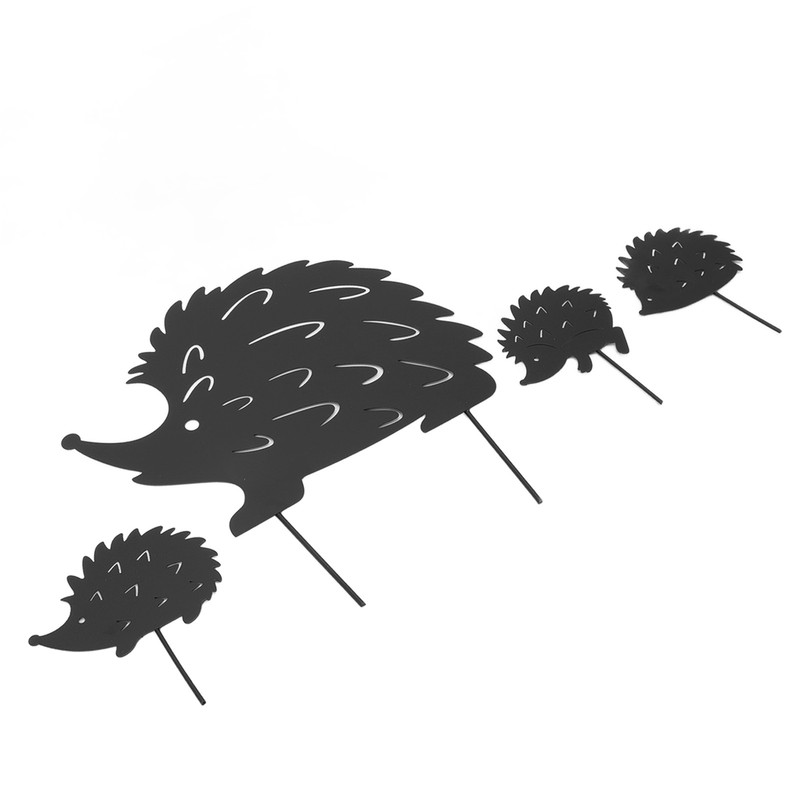 4Pcs Metal Hedgehog Decorative Garden Stakes Cute Animal Hollow Design
