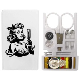 'Girl Drinking Champagne' Mini Travel Sewing Kit (SE00038687)