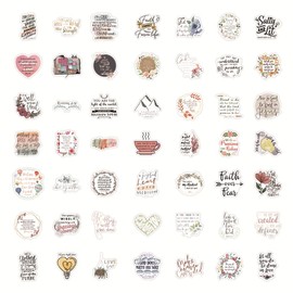 Pack of 100 Bible Stickers Car Laptop Phone Guitar Skateboard Motorcycle Bicycle Jesus Christian Stickers Set Vinyl Waterproof Aesthetic Stickers for Teenagers Children Adults