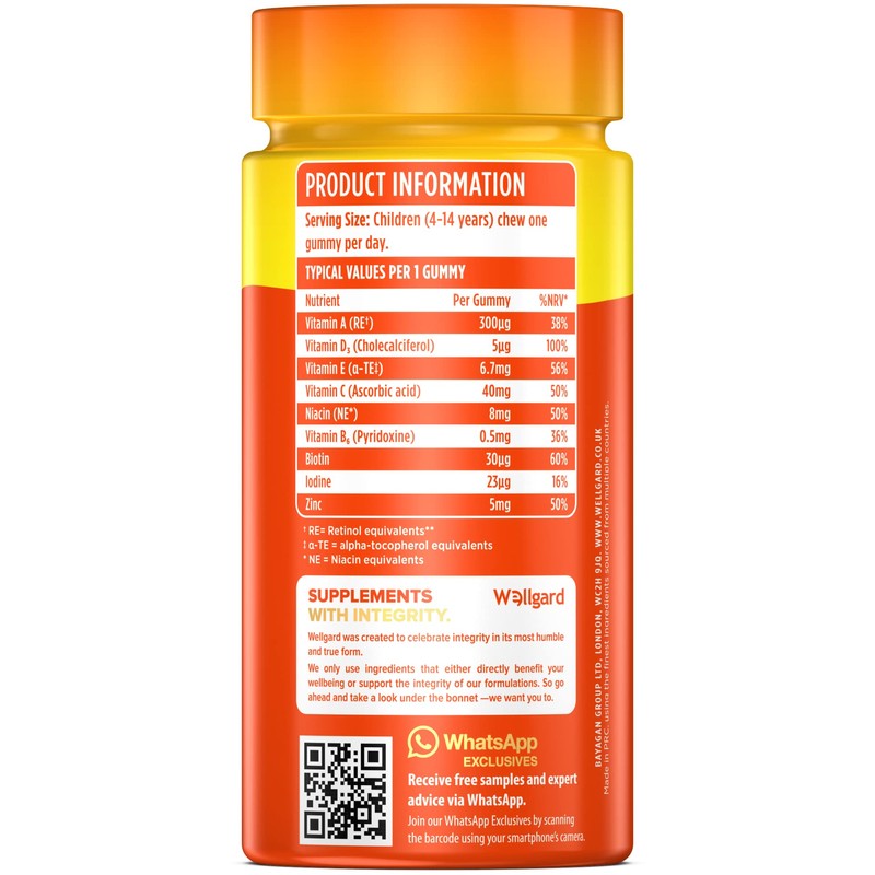 Wellgard Vegan Childrens Vitamins, Kids Multivitamin Gummies - Kids Vitamins