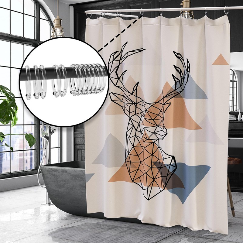 Qulable Shower Curtain Rings-12 Pack- Plastic Curtain O Rings Hook
