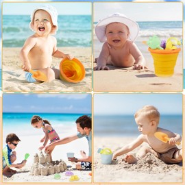 Gerbala Sandspielzeug für Kinder, 11 Stück Sandspielzeug mit Orange Faltbarer Eimer, Sanspielzeugset, Sandspielzeug Strand, Sandkasten Spielzeug für Kinder 3 4 5 6 7 Jahre (Orange)