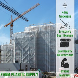Farm Plastic Supply - Clear Plastic Dust Barrier - 4 mil - Dust Containment Plastic, Thick Plastic Sheeting, Heavy Duty Polyethylene Film, Dust Cover, Painting Tarp (10' x 100')
